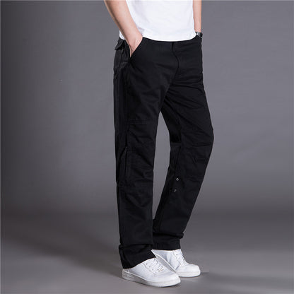 Herr cargobyxor med justerbar midja och multifunktionella fickor Skorter