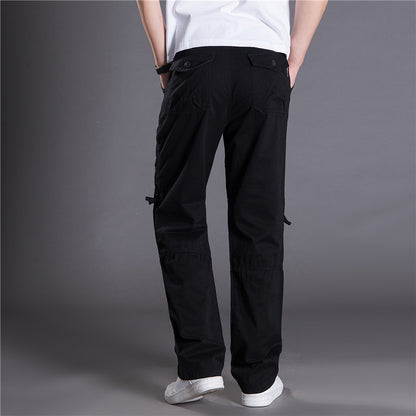 Herr cargobyxor med justerbar midja och multifunktionella fickor Skorter