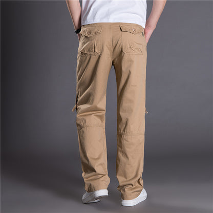 Herr cargobyxor med justerbar midja och multifunktionella fickor Skorter