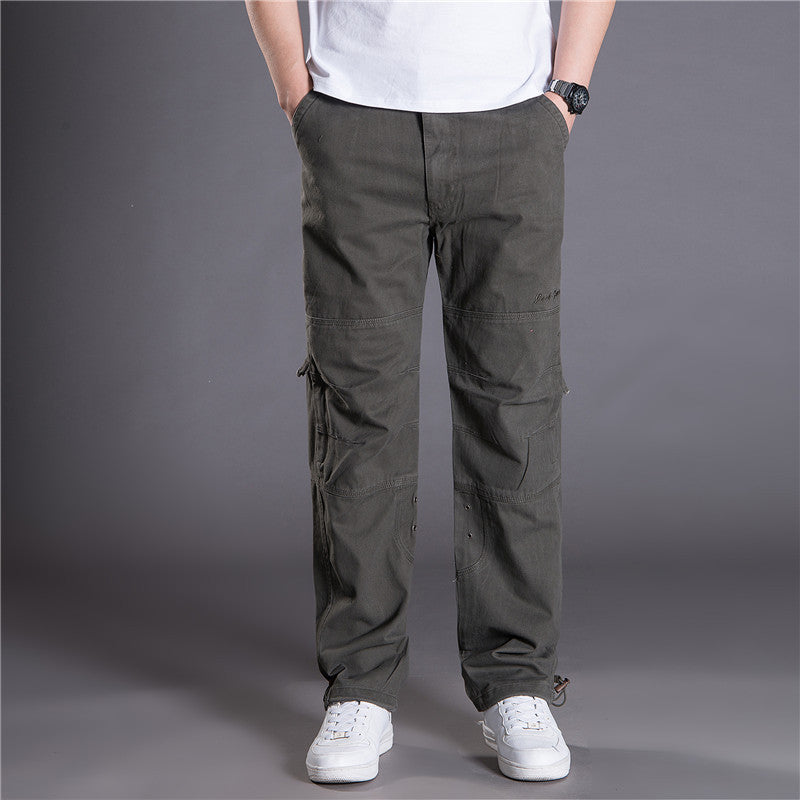 Herr cargobyxor med justerbar midja och multifunktionella fickor Skorter