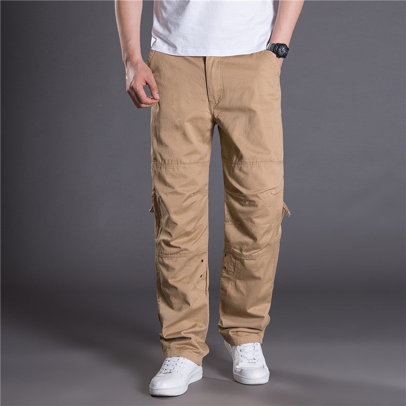 Herr cargobyxor med justerbar midja och multifunktionella fickor Skorter