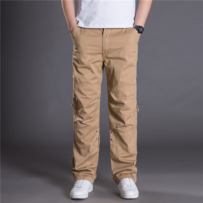 Herr cargobyxor med justerbar midja och multifunktionella fickor Skorter