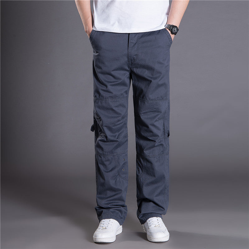 Herr cargobyxor med justerbar midja och multifunktionella fickor Skorter