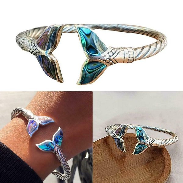 Skorter | Abalone Shell Mermaid Tail SS Bangle Bracelet