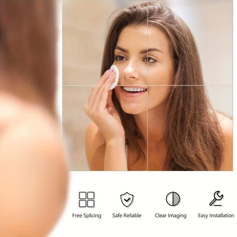 Skorter | 4-piece Set Acrylic Mirror - Break-resistant, One-piece Mirror for Wall Mounting, Square