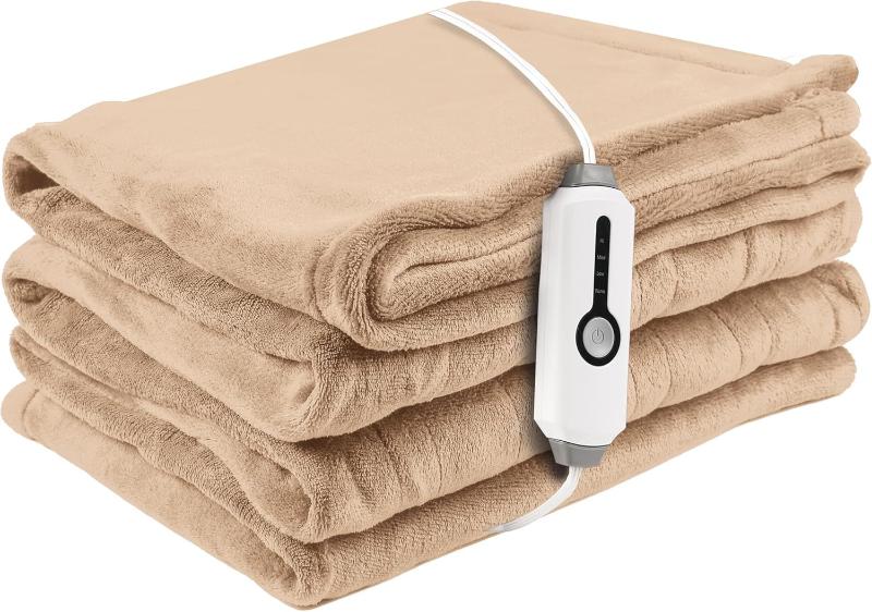 Skørter | Heated electric throw blanket, cozy flannel warming blanket with 4 heat levels