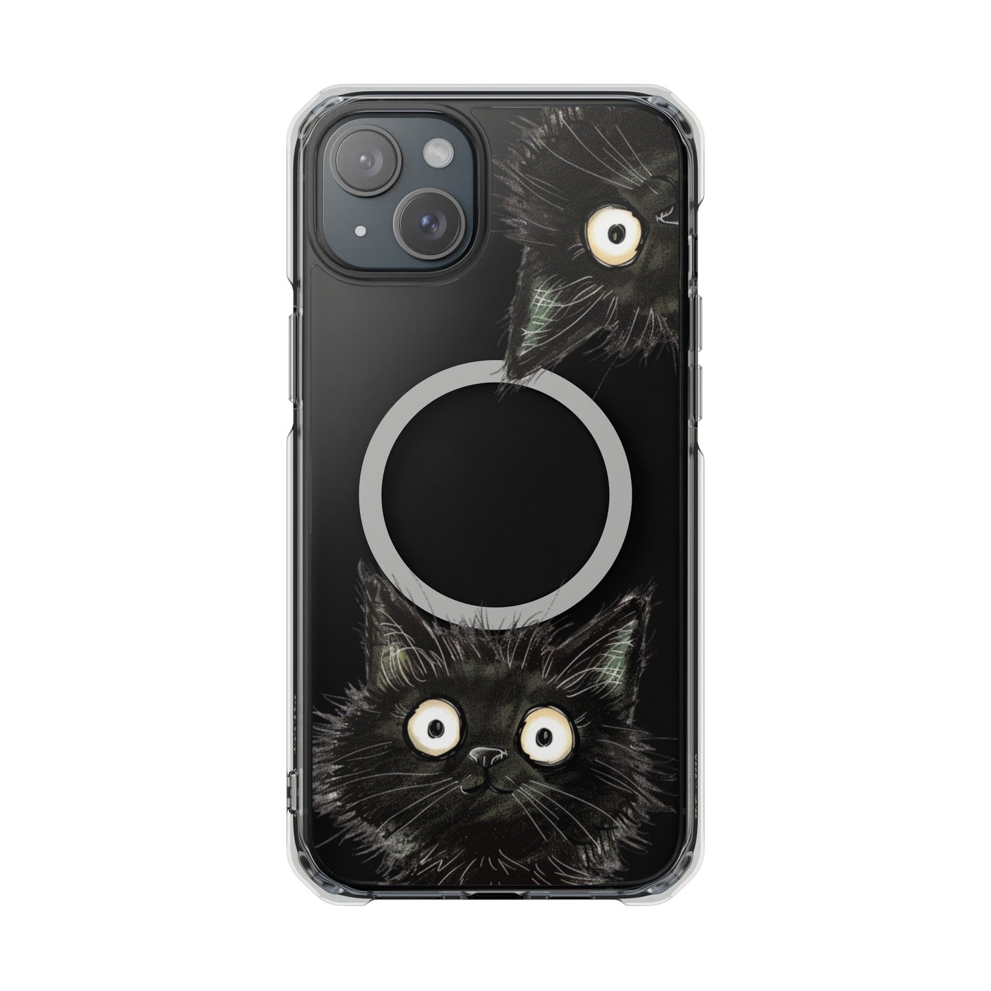 Skorter | Black Cat Magnetic Clear Case for iPhone Series