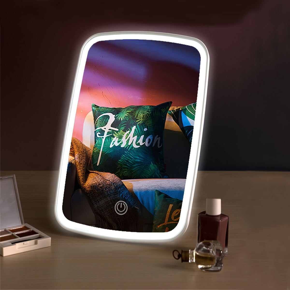 Skorter | LED Makeup Mirror with Touch Sensor - 3 Color Lighting Modes, Adjustable Brightness, Foldable and Rechargeable