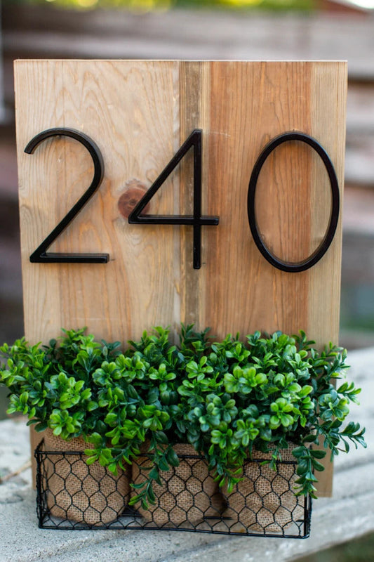 Skorter | Royelux Modern House Numbers - Stainless Zinc Alloy, Black Finish, 5" High