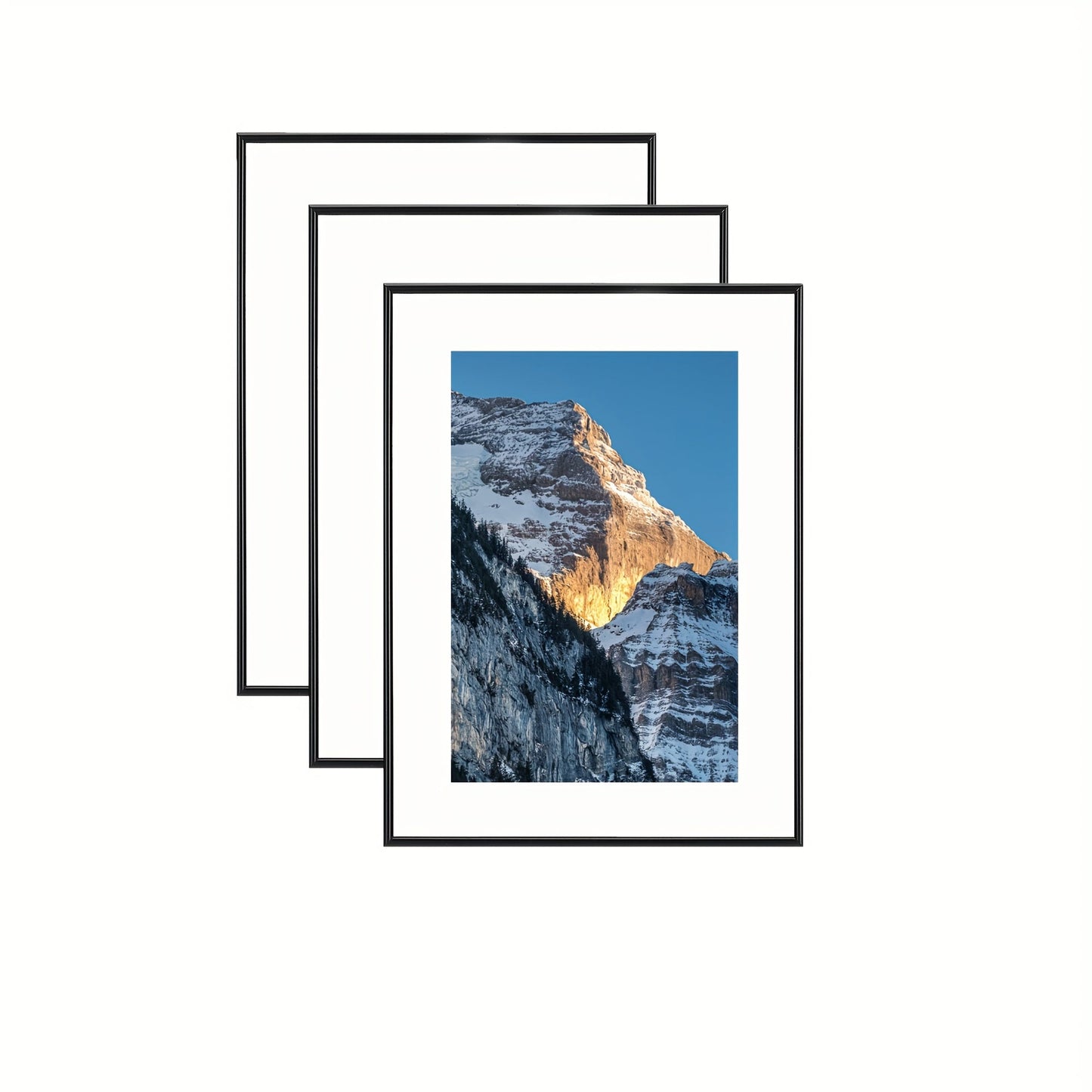 Skorter | 3-piece Photo Frame Set - For wall and table display, Ideal for home decor and gifts, Black, Elongated