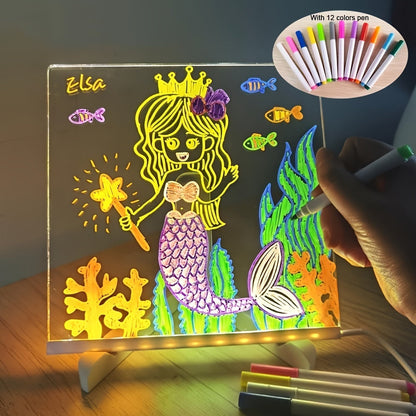 Skorter | USB LED Noteboard with 12 Colored Pens - Bright Message Board for Office & Home