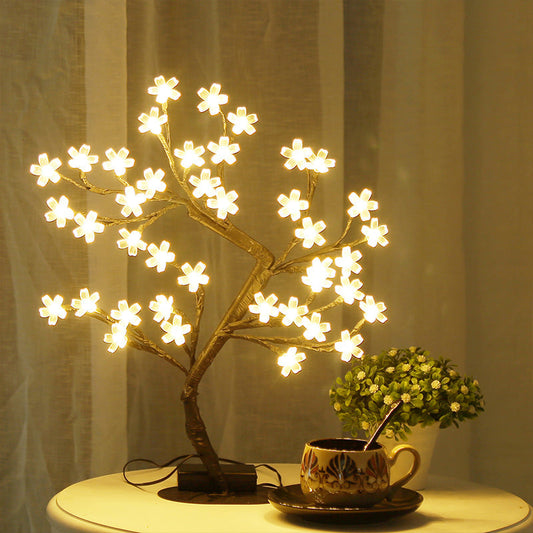 Skorter | ArtDeco Nightstand Lamp with Cherry Blossom Plastic Shade