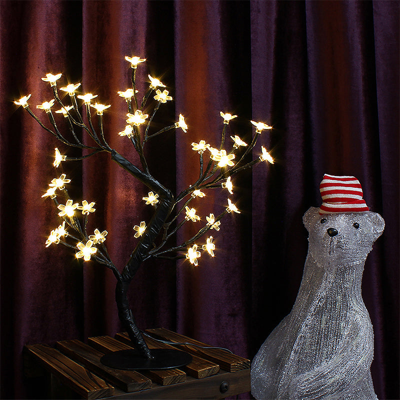 Skorter | ArtDeco Nightstand Lamp with Cherry Blossom Plastic Shade