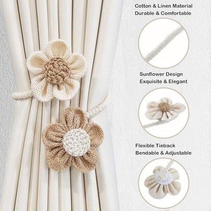 Skorter | Floral Hemp Curtain Tie Back | 2Pcs Set