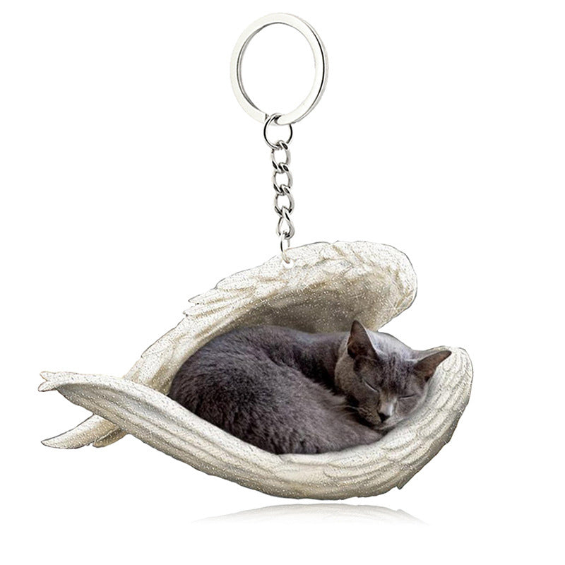 Skorter | Acrylic Cat Angel Keychain