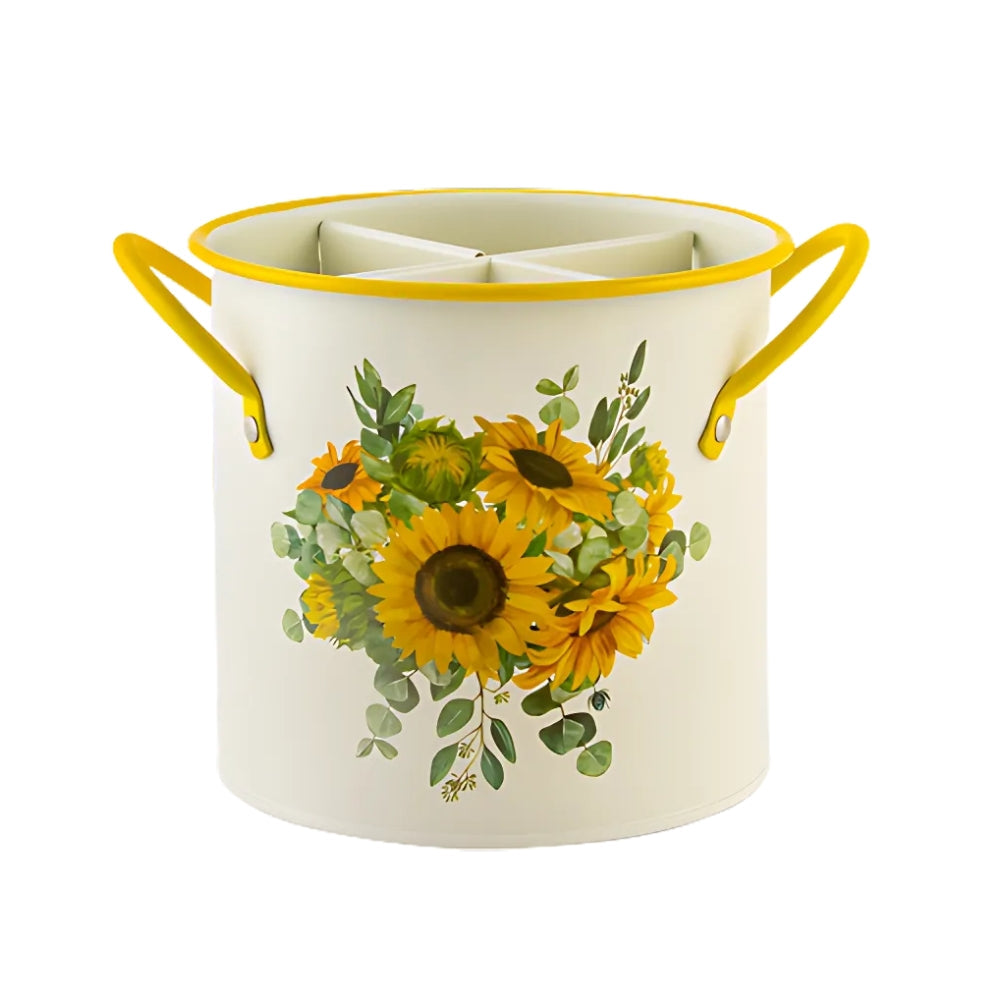 Skorter | Floral Utensil Storage Basket with Divider Lid