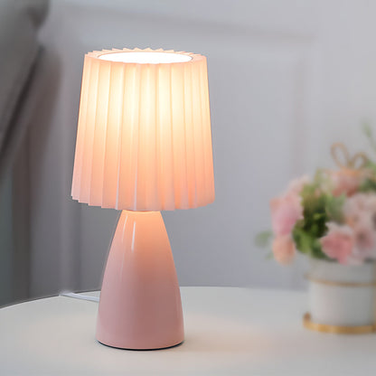 Skorter | Dimmable Desk Lamp | Glass Base with USB Port for Adjustable Lighting in Home Office or Study | Pink Shade Lamp