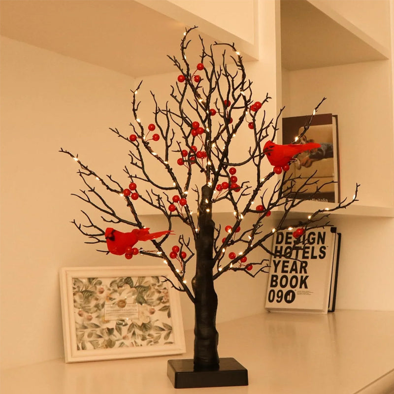 Skorter | Atmospheric Light Tree with Red Birds – Flexible LED Decoration Tree