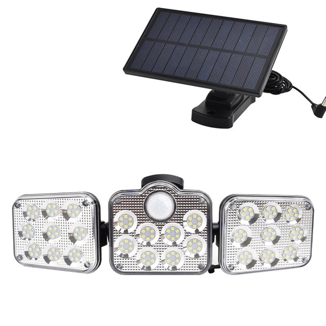 Skorter | Solar LED floodlight with motion sensor – 3-beam outdoor lighting for garden, yard, and garage