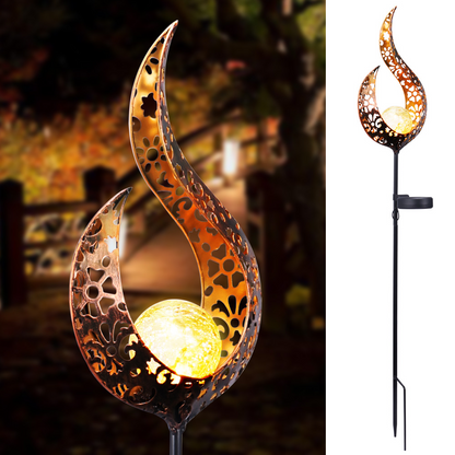 Skorter | Solar Garden Light made of Metal – Waterproof LED Design in Moon, Flame, Sun or Star Shape