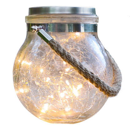 Skorter | Solar LED Lantern in Glass – Decorative Garden Lighting with Wire Lights and Carry Handle