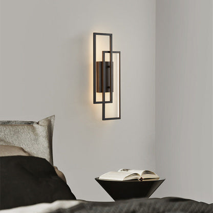Skorter | Modern Geometric LED Wall Light – Rectangle Design with Remote Dimming (Black or Copper Finish)