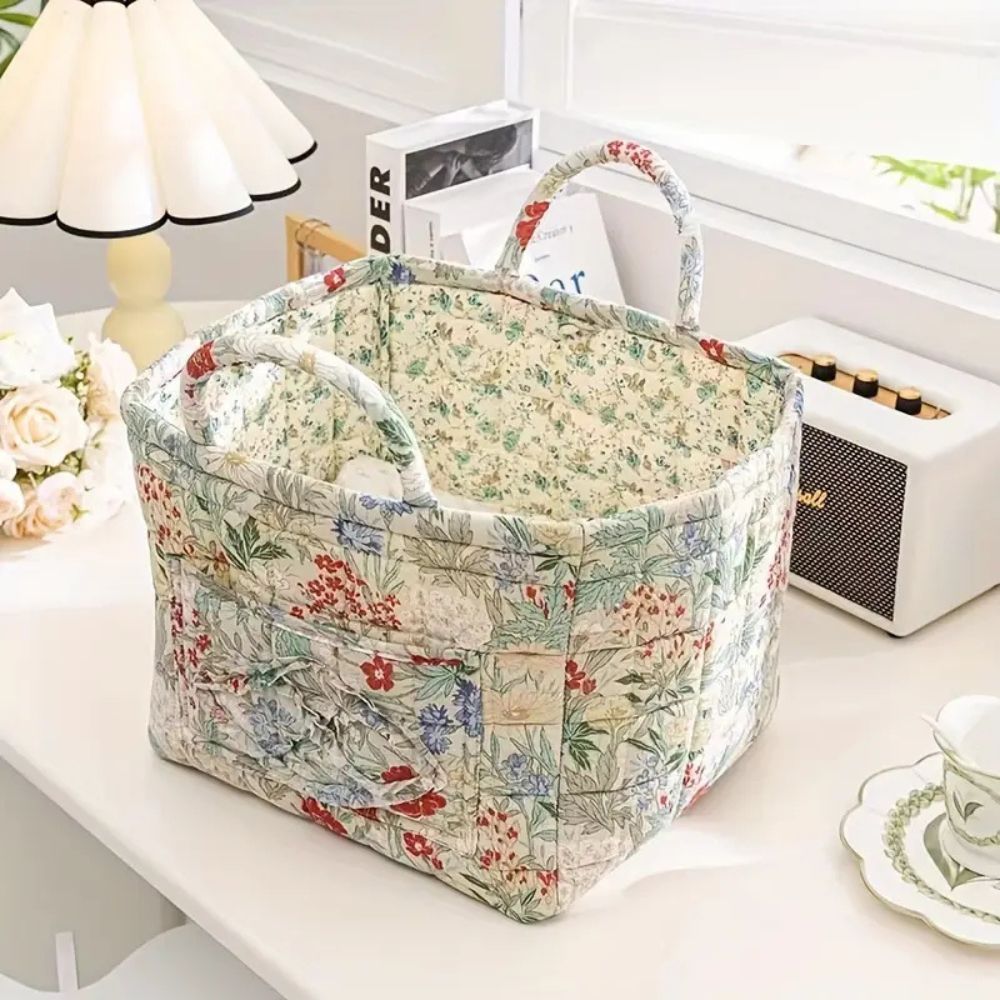 Skorter | Floral Canvas Storage Basket for Home Organization