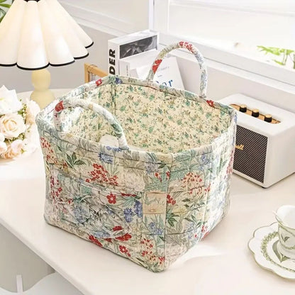 Skorter | Floral Canvas Storage Basket for Home Organization