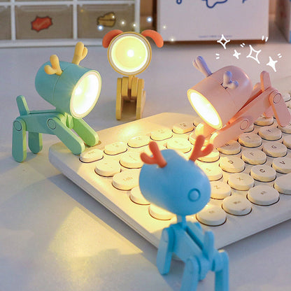 skorter | Mini LED Cute Cartoon Animals Puppies Deer Night Light, Adjustable Small Phone Holder Desk Lamp