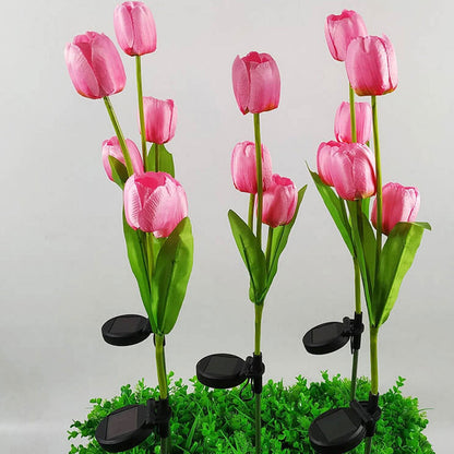 Skorter | Solar Tulip Lawn Light Outdoor Garden LED Tulip Flower Light Ground Stake Landscape Light