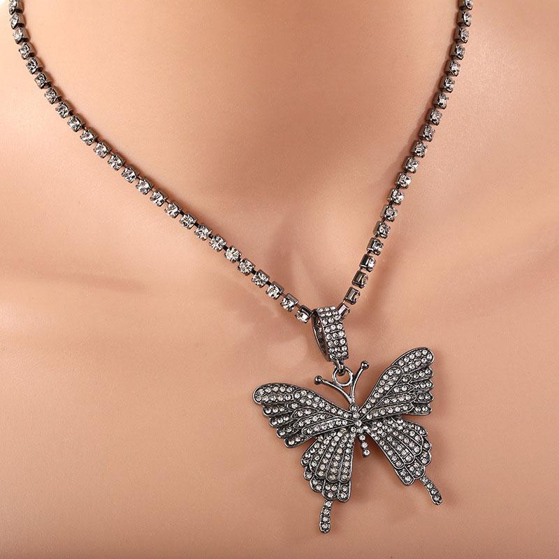 Skorter | Crystal Pave Butterfly Pendant Necklace