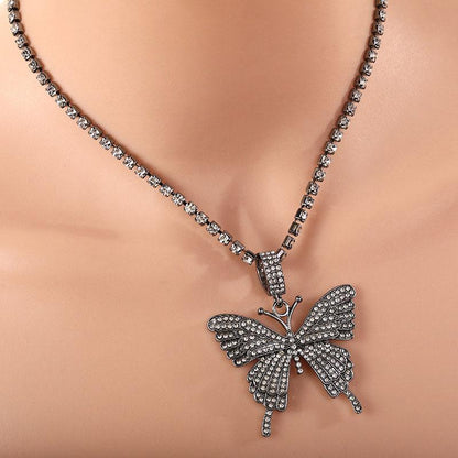 Skorter | Crystal Pave Butterfly Pendant Necklace