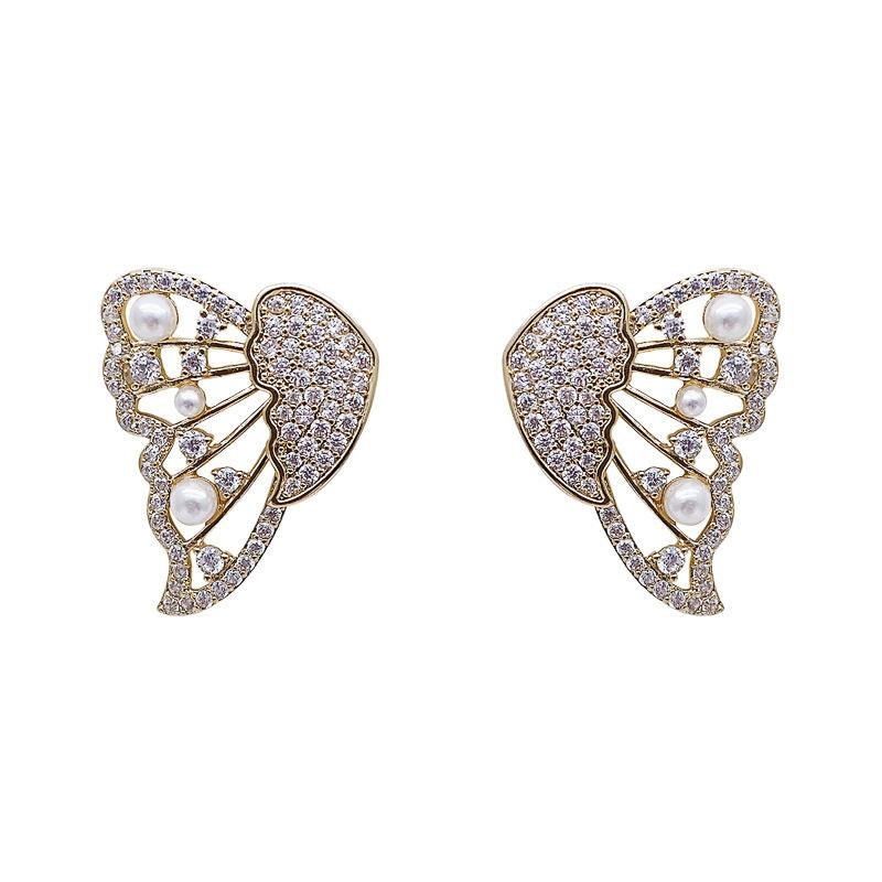 Skorter | Butterfly earrings with pearls and diamonds
