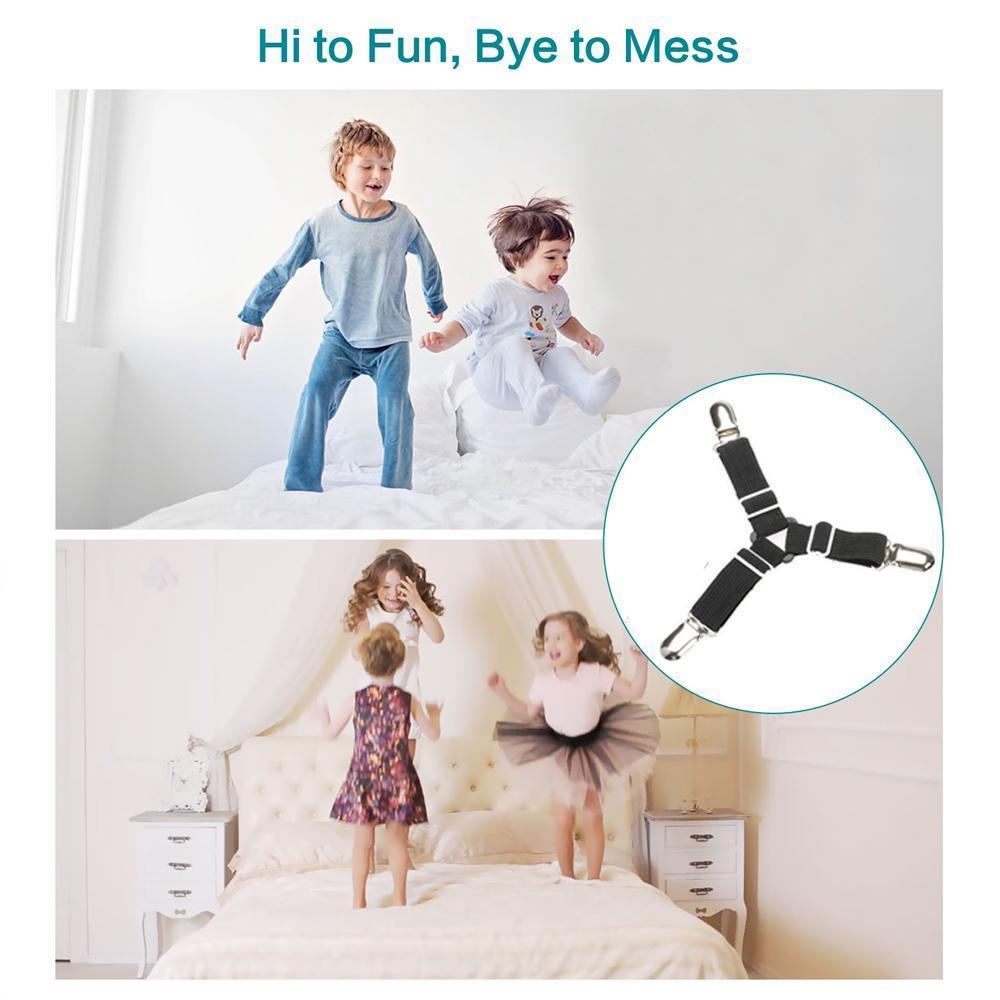 Skorter | Bed Sheet Tighter, 8-Pack Adjustable Triangular Elastic Band Straps