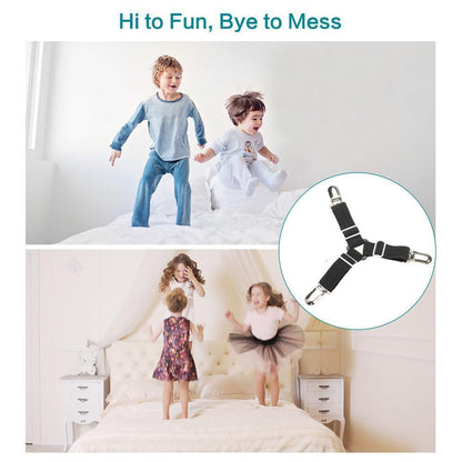 Skorter | Bed Sheet Tighter, 8-Pack Adjustable Triangular Elastic Band Straps