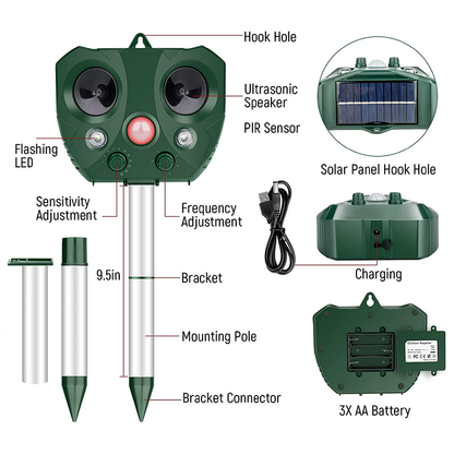 Skorter | Ultrasonic Bird Repeller, Solar Powered