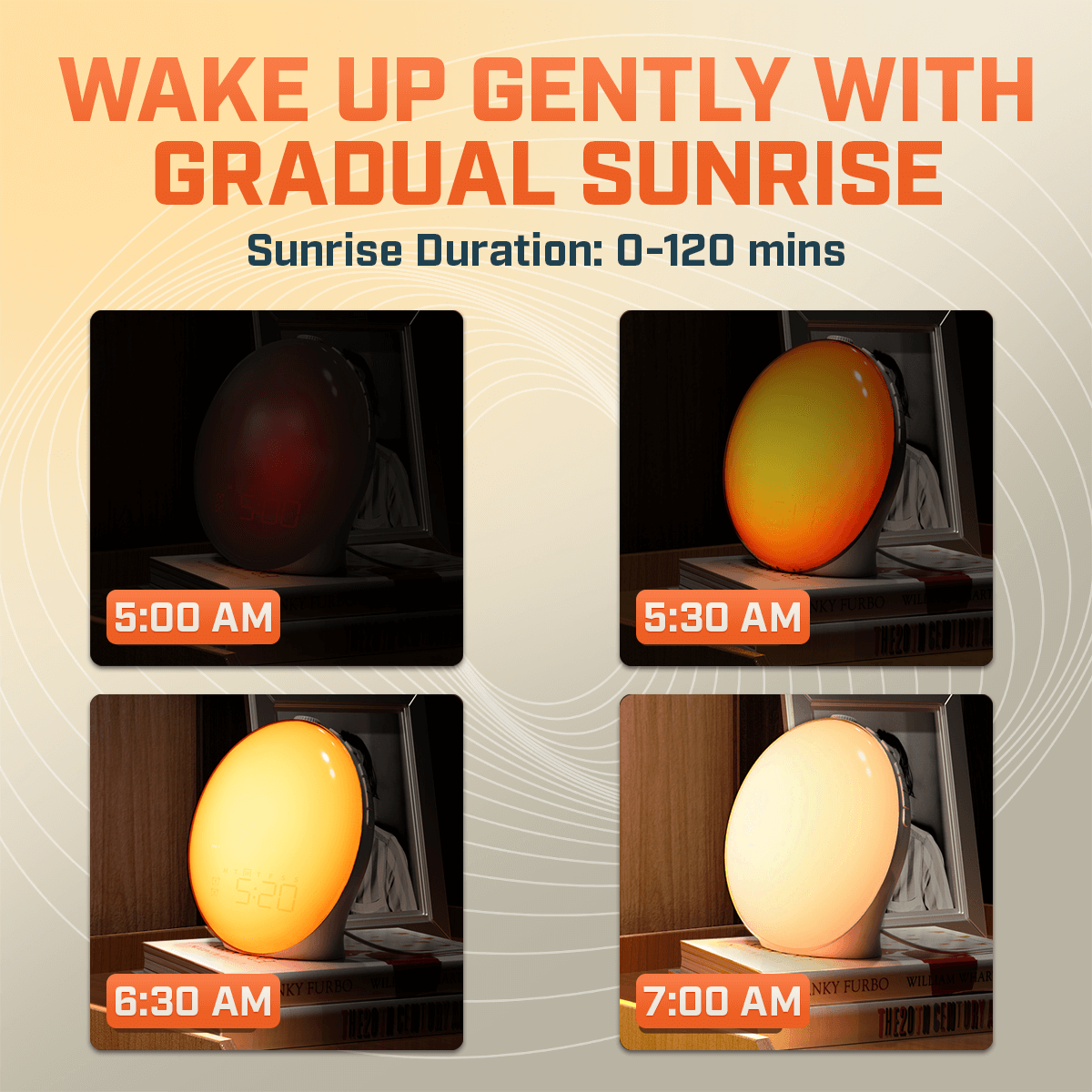 Skorter | Wake-Up Sun Lamp Alarm Clock | Gradual Sunrise Glow & Customizable Sounds for Gentle Mornings
