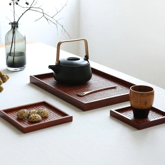 Skorter | Artisanal Rattan Wooden Tea Tray