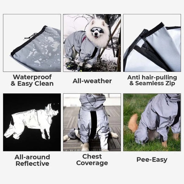 Skorter | Dog Rain Coat with Legs - Waterproof Dog Jacket for Small and Large Breeds | UK Cozy Winter Wear