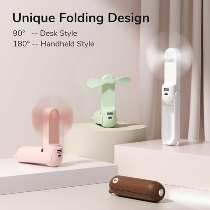 Skorter | 3 In 1 Handheld Mini Fan | USB Rechargeable, Foldable Design & Ideal for Travel, Camping, and Outdoor Activities