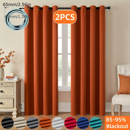 Skorter | Blackout Curtains - 2 Pieces Modern Polyester Curtains with Thermal Insulation and Rings