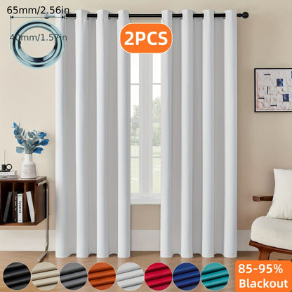Skorter | Blackout Curtains - 2 Pieces Modern Polyester Curtains with Thermal Insulation and Rings