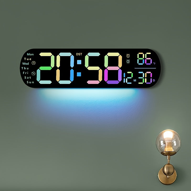 Skorter | LumoView - Slim LED Wall Clock with Temperature and Calendar