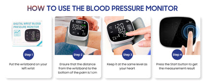 Skorter | Oklar Blood Pressure Monitors for Home Use Rechargeable Wrist Digital BP Machine Cuff with LED Backlit Screen, Voice Broadcast, 240 Memory Storage for 2 Users with Carrying Handle