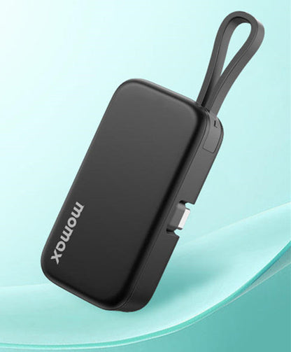 Skorter | 5000mAh Mini Capsule Portable Power Bank With Built-in Fast Charging Cable