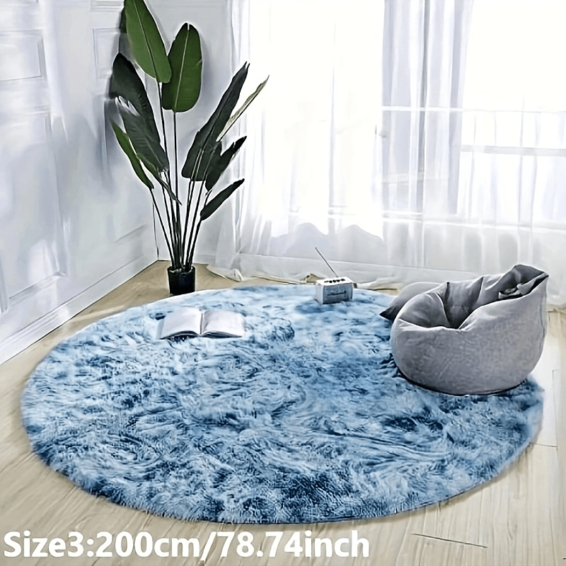 Skorter | 1pc Tie-dye Plushfiber Round Rug - Soft and Warm Decorative Mat for Living Room, Bedroom and Yoga