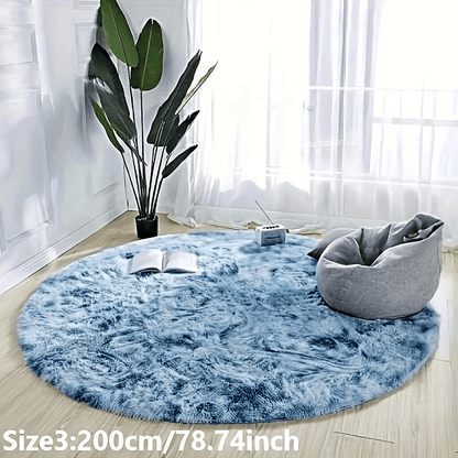 Skorter | 1pc Tie-dye Plushfiber Round Rug - Soft and Warm Decorative Mat for Living Room, Bedroom and Yoga