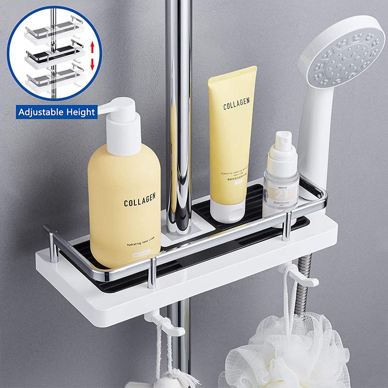 skorter | Bathroom Shelf Caddy for Shower Rail, No Drilling Pole Shower Storage Rack Holder