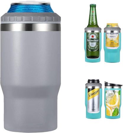 Skorter | 4 in 1 stainless steel can/bottle insulator, 14Oz two-way lid SUS insulated can cooler, beer bottle holder (Black)