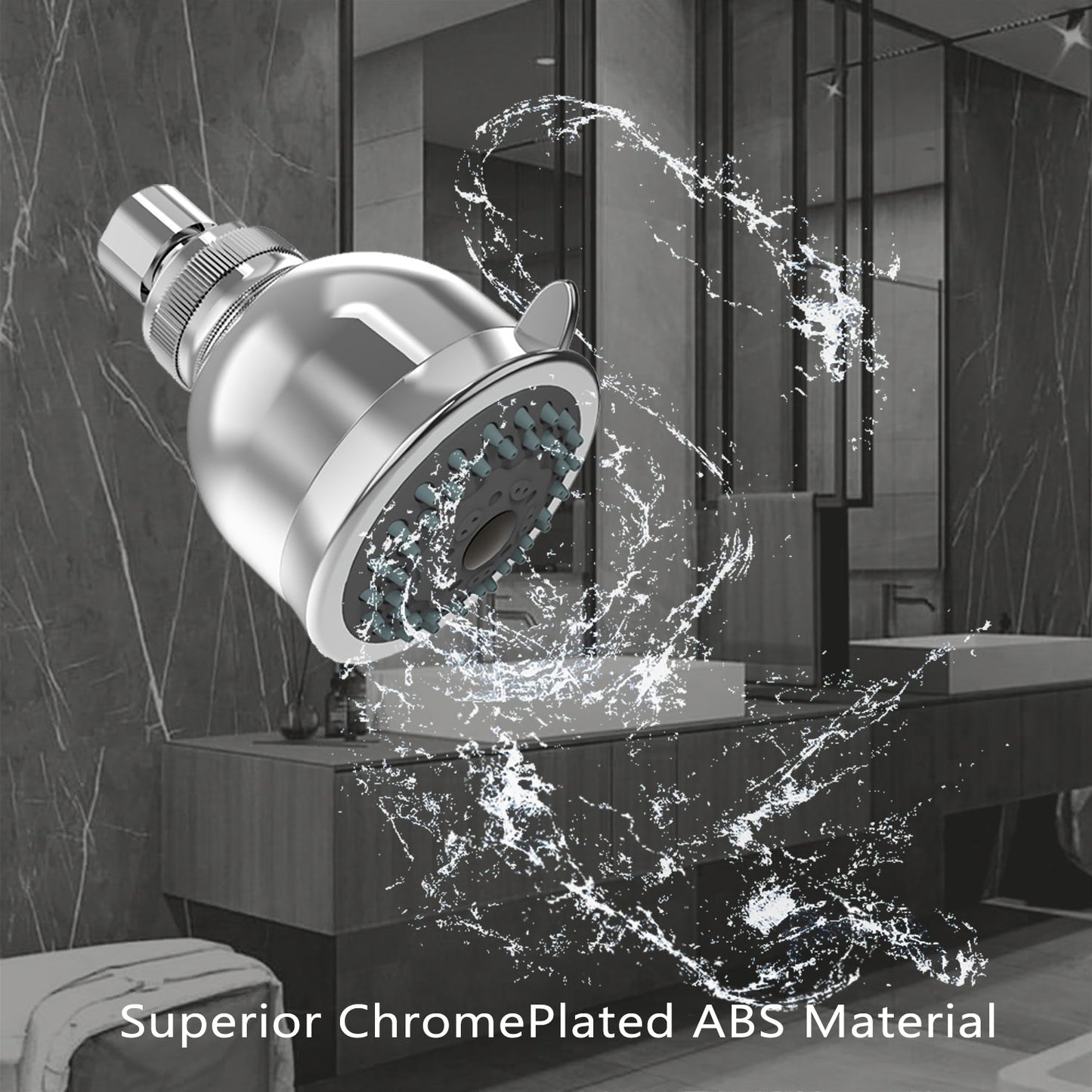 Skorter | 2-spray settings 2.92 inch wall-mounted fixed adjustable shower head in chrome -